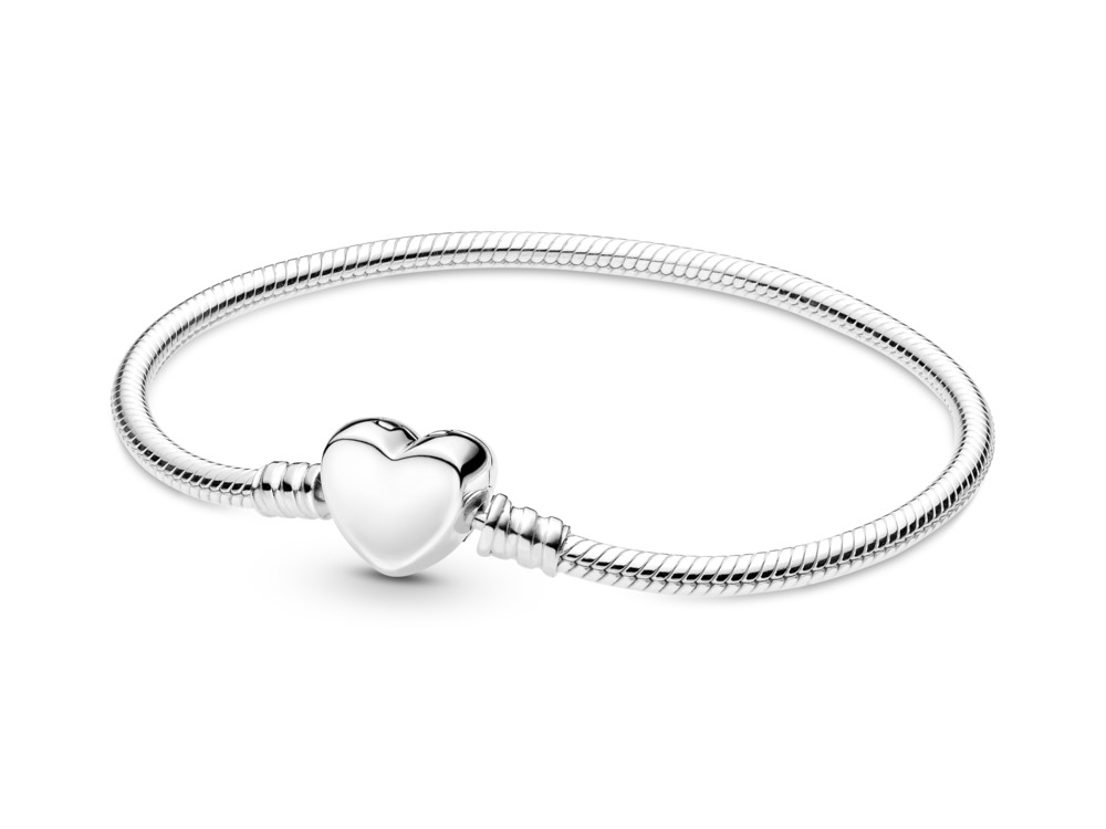 Pandora 599206C00-23 Armband - gewölbtes Herz als Verschluss - 23 cm - Silber