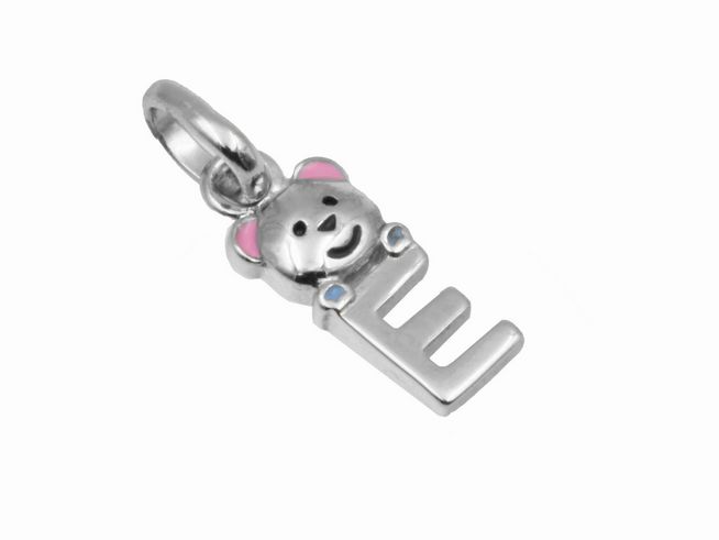 Anhänger Teddy Buchstabe E - 925 Sterling Silber - poliert - rhodiniert