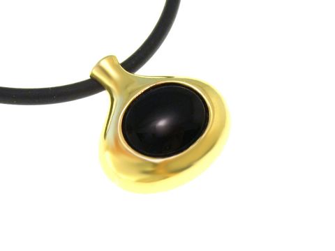 Ovales Design - Goldanhänger Gold - Onyx