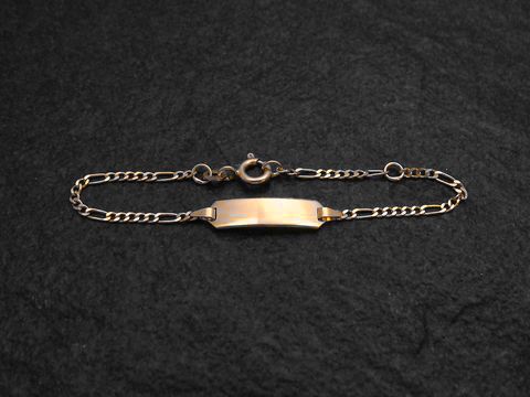 Armband mit Gravurplatte - Gold 585 Länge 14 cm FIGARO