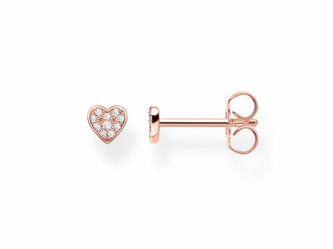 Herzförmiger Ohrstecker aus roségoldenem Silber mit klaren Zirkonia-Steinen, Teil der Thomas Sabo Charming Collection, Modell H2145-416-14, eleganter Ohrschmuck.