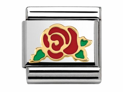 Nomination 030285 30 - Classic MADAME ET MONSIEUR - Versailles rote Rose - Emaille + Gold