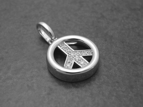 Peace - Sterling Silber Anhänger - Zirkonia