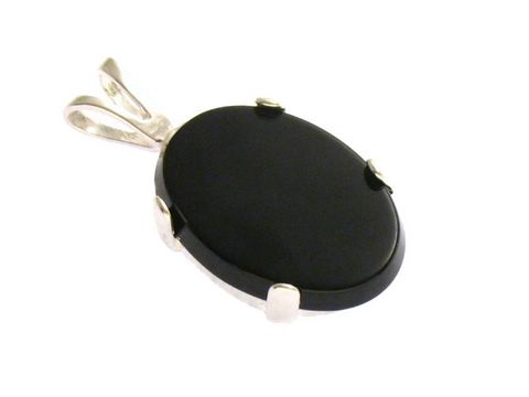 Onyx Cabochon - Sterling Silber Anhänger - black