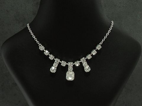 Strass Collier Kette - hauchzart - weiß 38-45 cm - Strasskette