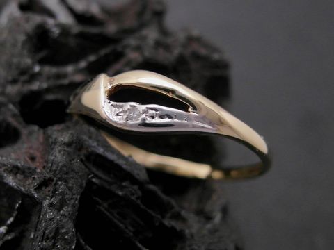 Gold Ring - designorientiert - Gold 585 bicolor - Diamant - Goldring - Gr. 58