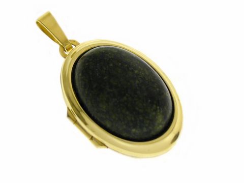 Russisch Serpentin - Medaillon Cabochon Gold 585