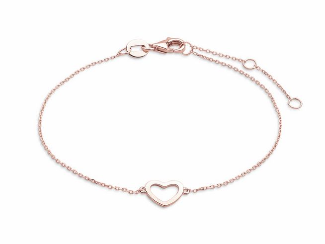 Xenox Gold ARMBAND XG4207R - 15-18 cm - HEART - Roségold Karreekette 375 GOLD - Herz