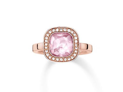 Thomas Sabo TR2029-633-9-54 Ring - Sterling Silber - verg. Roségold - synth. Korund - Zirkonia - pink - Gr. 54