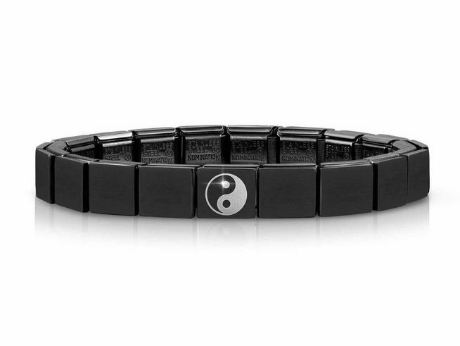 Armband aus Edelstahl mit schwarzer PVD-Beschichtung, design mit Yin-Yang-Symbol, von Hersteller Nomination, modern und stilvoll, ideal für jedes Outfit.