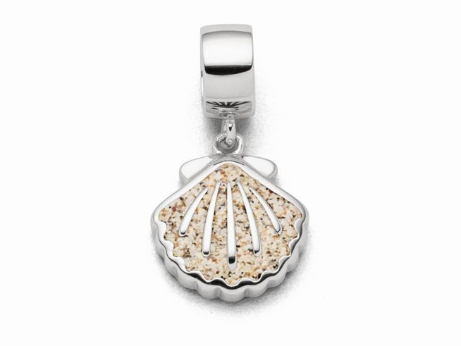 DUR Schmuck F316 - Sterling Silber Charm Muschel Strandsand - Strandsand -