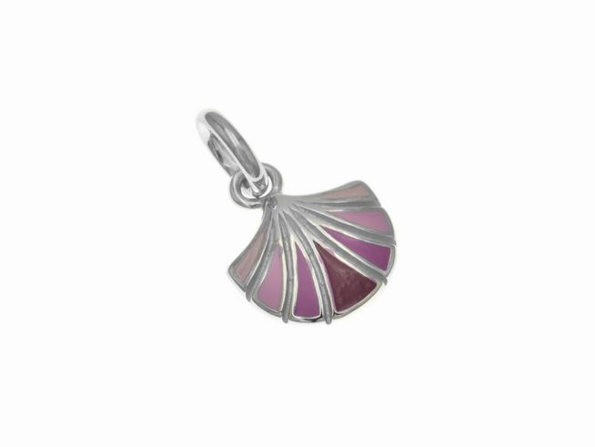 Anhänger Sterling Silber - Muschel - poliert - rhodiniert - Lack Hellrosa - Rosa - Beere - Pink