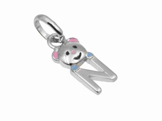 Anhänger Teddy Buchstabe N - 925 Sterling Silber - poliert - rhodiniert