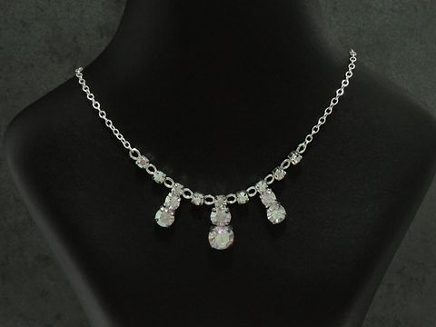 Strass Collier Kette meisterhaft bunt Schimmer 38-45cm