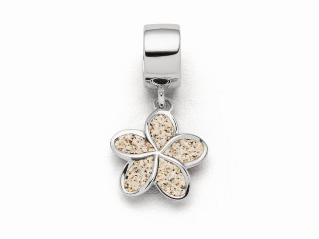 DUR Schmuck F320 - Sterling Silber Charm Plumeria Blüte Strandsand - Strandsand -