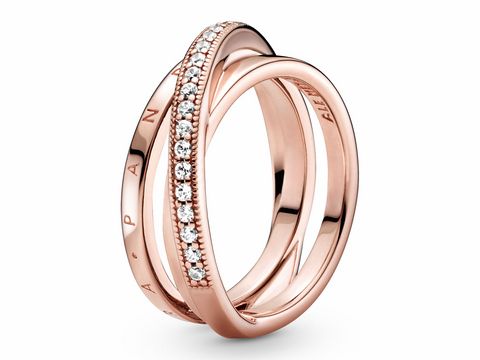 Pandora - Ring - Crossover Pavé Triple Band - Silber - Roségold - 189057C01-56 - Gr. 56