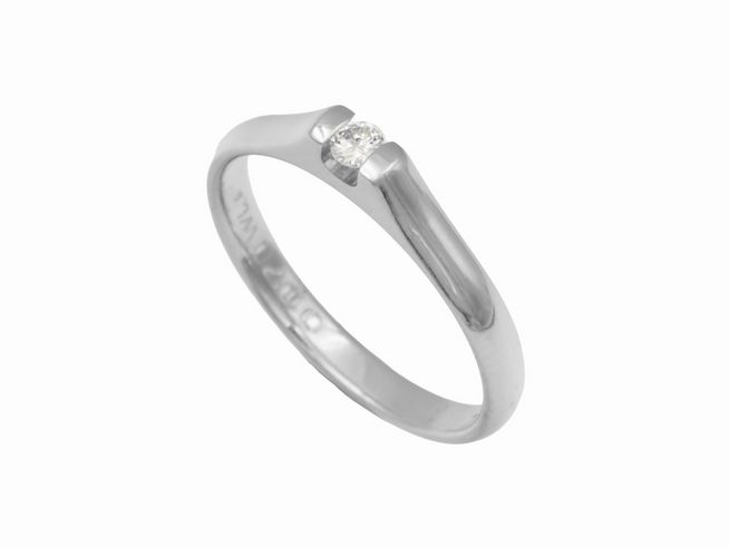 Platin Ring - klassisch - Platin 960 - Brillant 0,07 ct tw-if Lupenrein - Gr. 55