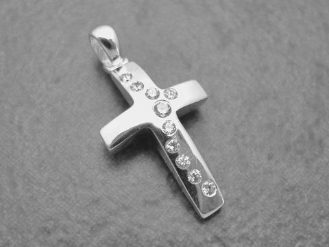 Anhänger - Kreuz - Sterling Silber - weiß funkelnd - Zirkonia