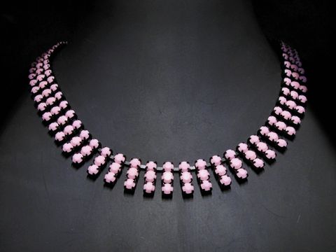 Strass Kette - modisch - pink - Strassschmuck - 45 cm