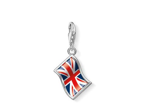 Charm von Thomas Sabo in Form einer flagge mit transparentem Emaille-Inlay in rot und dem Muster der britischen Flagge. Ideal für Ländercharms und modische Akzente.