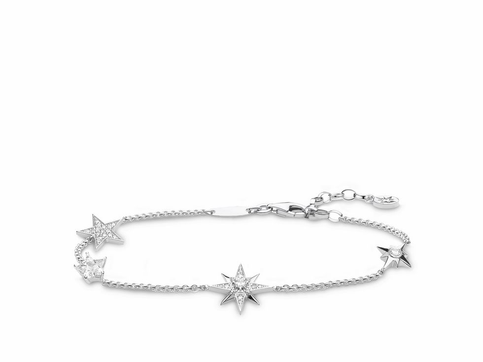 Thomas Sabo Armband aus Sterling Silber mit weißen Zirkonia, verziert mit drei funkelnden Sternen, geeignet für Handgelenke von 16 bis 19 cm, elegantes Schmuckstück für jeden Anlass.