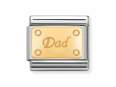 Nomination 030153 14 - Composable Classic PLAKETTE SYMBOLE Edelstahl + 18kt Gold Dad mit Punkten