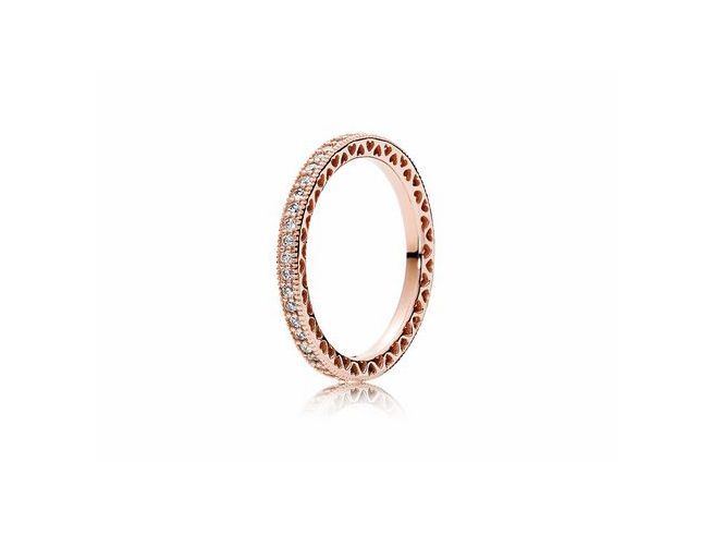 Funkeln und Herzen Ring von Pandora in Roségold Vergoldung, verziert mit Zirkonia, Größe 64, elegant und funkelnd, ideal für besondere Anlässe.