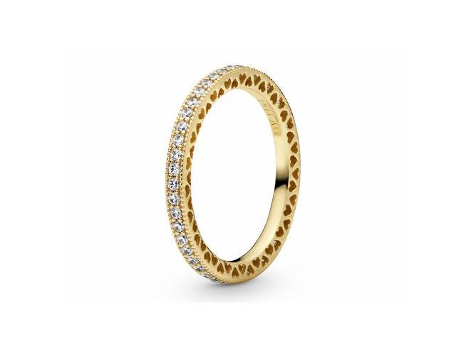 Pandora 168655C01-64 - Funkeln und Herzen Ring - Gelbgold Vergoldung - Zirkonia - Gr. 64