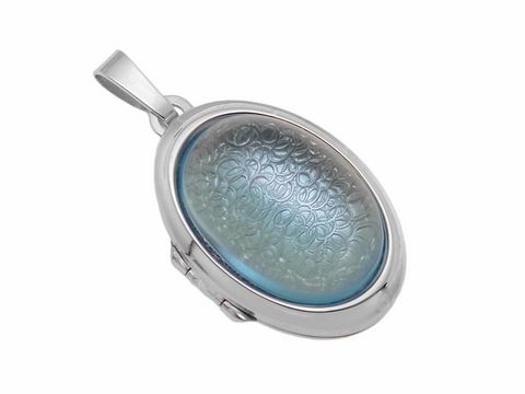 Blautopas - skye blue Cabochon - Sterling Silber rhod. Medaillon