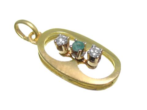 Oval - Diamant Gold Anhänger - Gelbgold - 20 mm