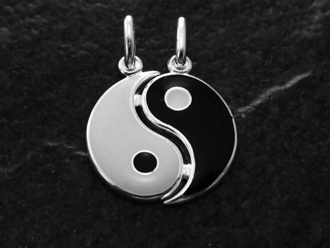 Yin Yang Silber Partner Anhänger - emailliert