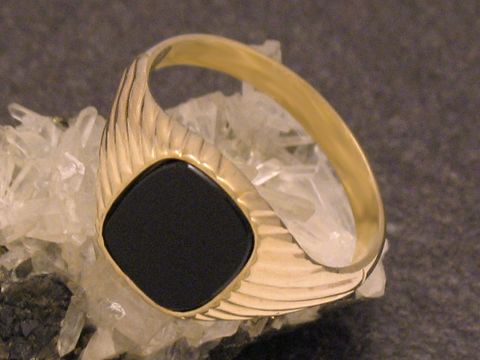 Goldring - modern - Gold 375 - Onyx-Achat - Gr. 70