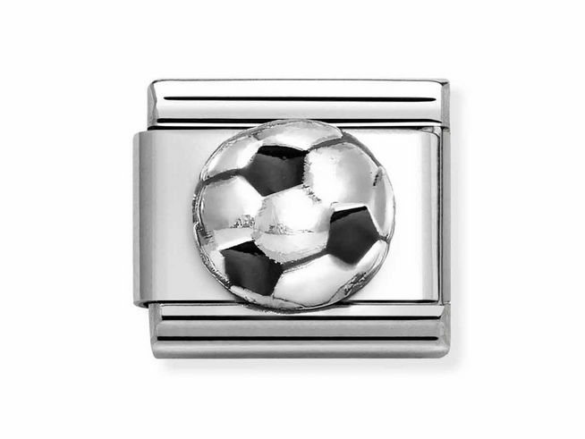 Nomination 330204 27 Classic - Fußball - Emaille - Schwarz - Sterling Silber & Edelstahl