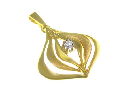 Gold Anhänger - Gold 585 + Brillant 0,02 ct - BICOLOR