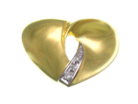 Herz - Diamant Gold Anhänger - bicolor - 18 mm