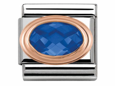 Nomination 430601 007 Classic Zirkonia FACETTIERTE - Edelstahl + Roségold - BLAU