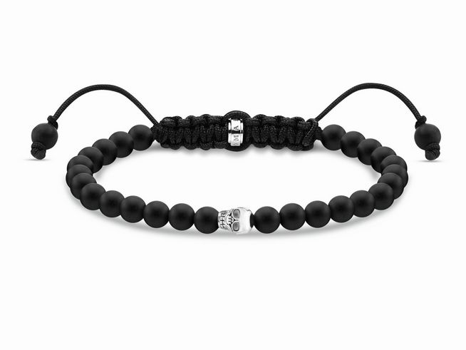 Thomas Sabo Armband - A2015-811-11-L22V - Sterling Silber - geschw. + Nylon + Obsidian schwarz 15 - 22 cm