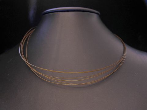 Edelstahl Choker Kette - 6-strängig - 45 cm goldfarben + Silber Federring