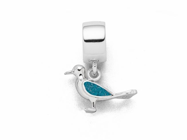 DUR Schmuck F327 - Sterling Silber Charm Möwe Steinsand Blau - Steinsand -