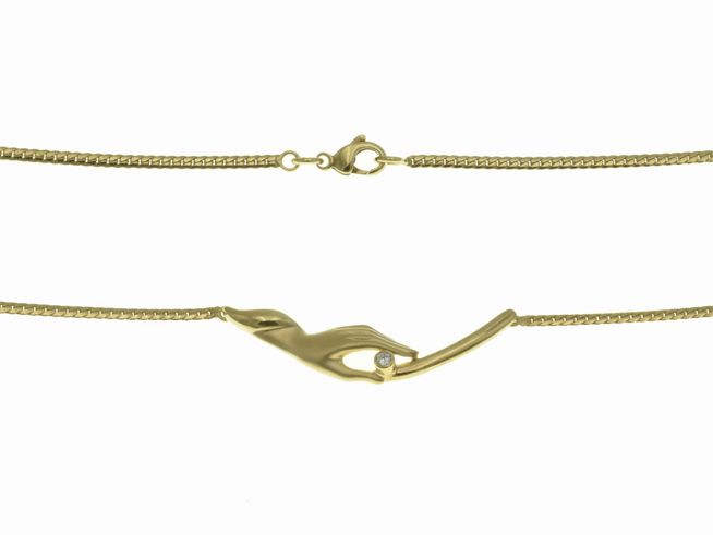 Collierkette mit Mittelteil 585 - Gelbgold - Brillant 0,05ct W + si Hand - 42 cm