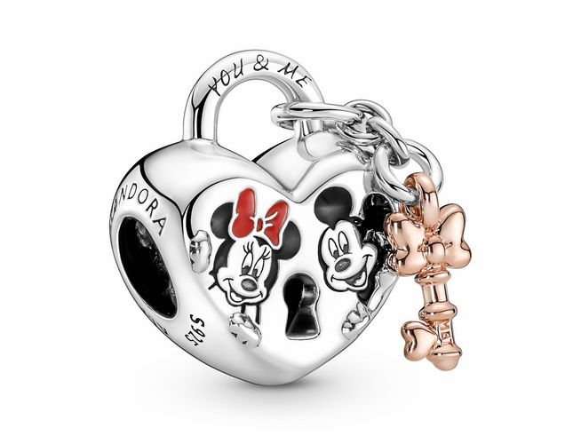 Pandora Disney Micky Maus & Minnie Maus Vorhängeschloss 780109C01 - Silber & Roségold vergoldet