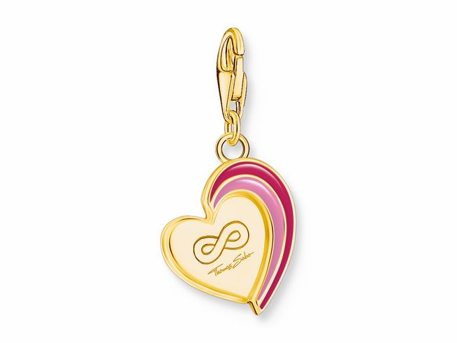 Thomas Sabo 2117-427-10 Doppel Charm-Anhänger - Best - Friends - Silber Gelbgold verg. & Kaltemail - Rot