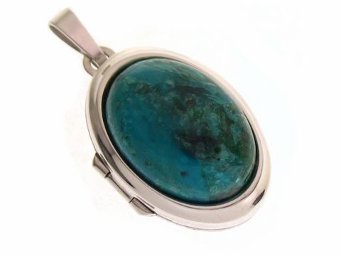 Chrysokoll Medaillon - Cabochon - Sterling Silber rho.