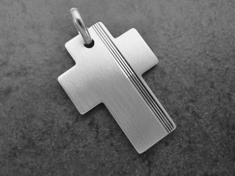 Silber Anhänger - Kreuz - modernes Design - mattiert