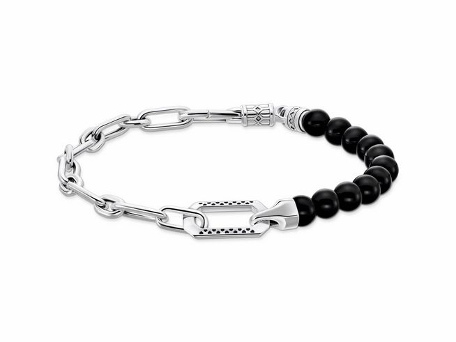 Thomas Sabo A2088-507-11-L19V Armband - Silber geschw. + Achat schwarz - 16 - 19 cm