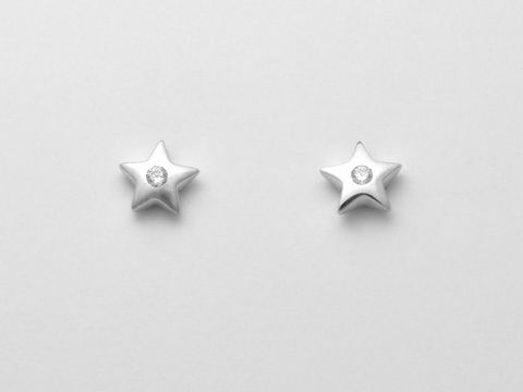 Silber Ohrringe - Stern - Sterling Silber - glitzernd - Zirkonia - Stecker