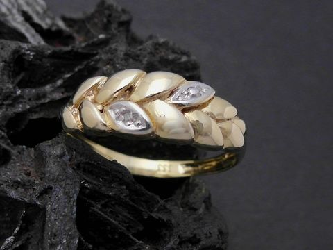 Gold Ring - symbolisch - Gold 333 bicolor - Diamant - Goldring - Gr. 55