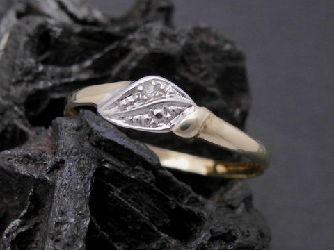 Gold Ring - kunstvoll - Gold 585 bicolor - Diamant - Goldring - Gr. 58