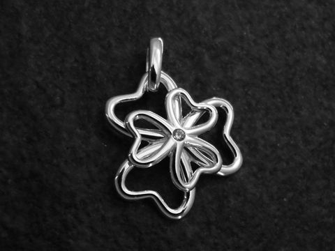 Blume Anhänger - modern - Sterling Silber - Zirkonia