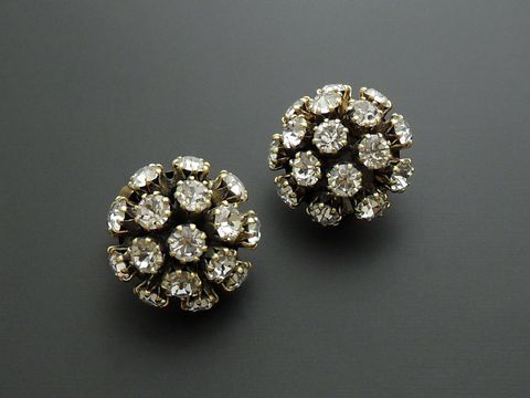 Strass Ohrclip - pompös - weiß - Strass Schmuck